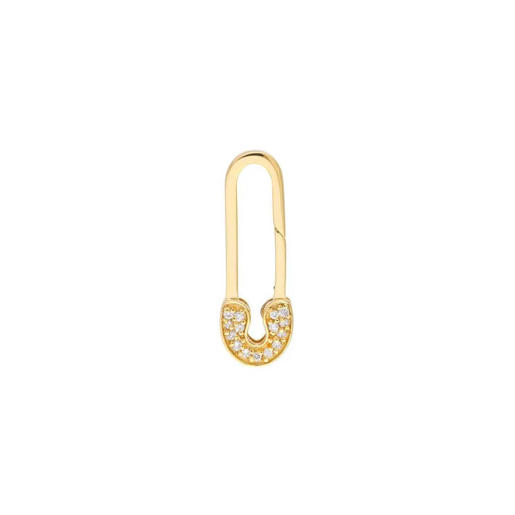 0.09ctw Diamond Safety Pin Push Lock Pendant - Yellow Gold