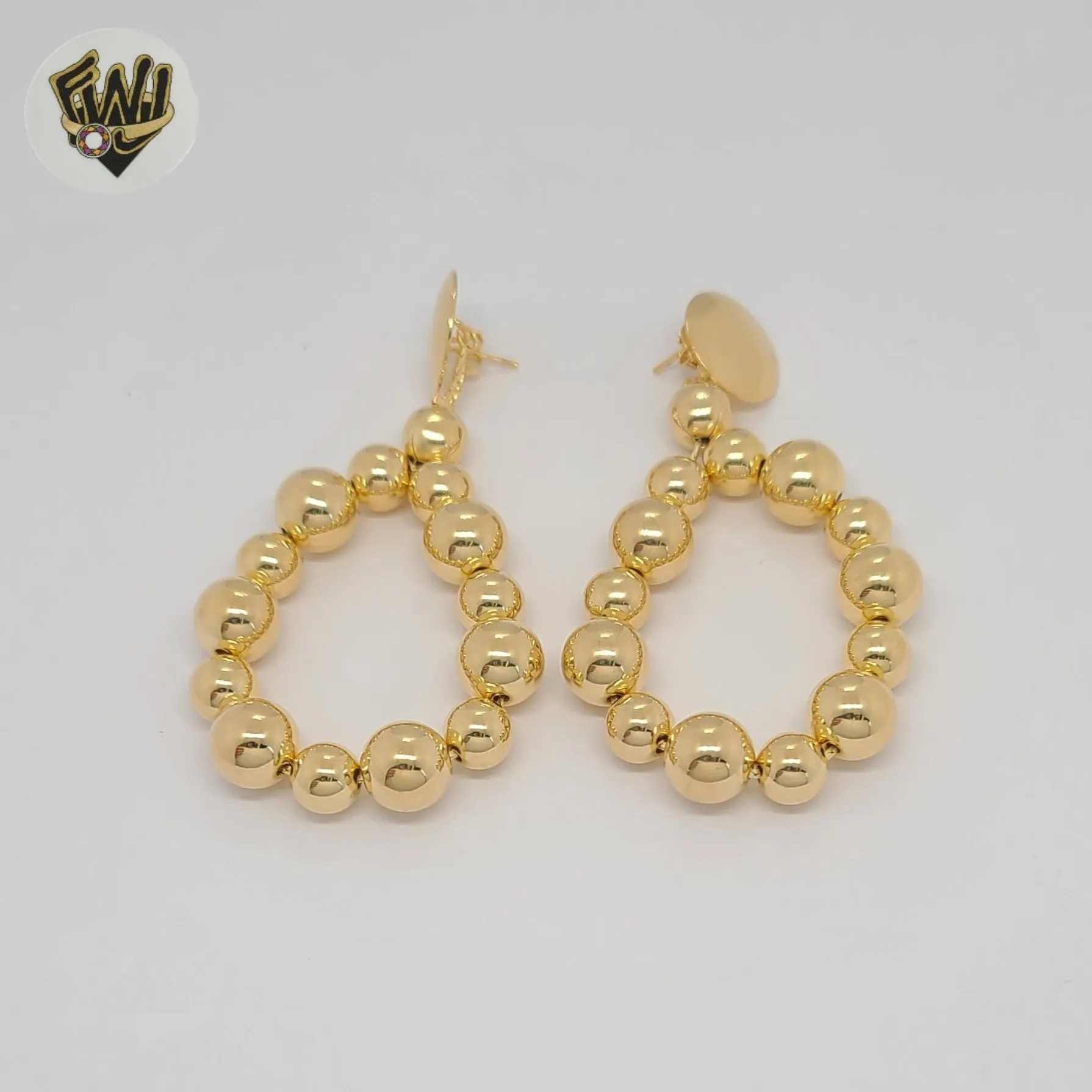 (1-1215-4) Gold Laminate - Balls Dangle Earrings - BGF