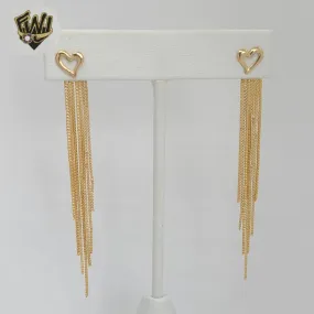 (1-1244-4) Gold Laminate - Heart Long Earrings - BGF