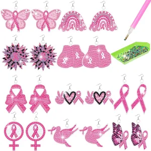 10 Pairs Double Sided Diamond Painting DIY Earring Making Kit (Pink Power)