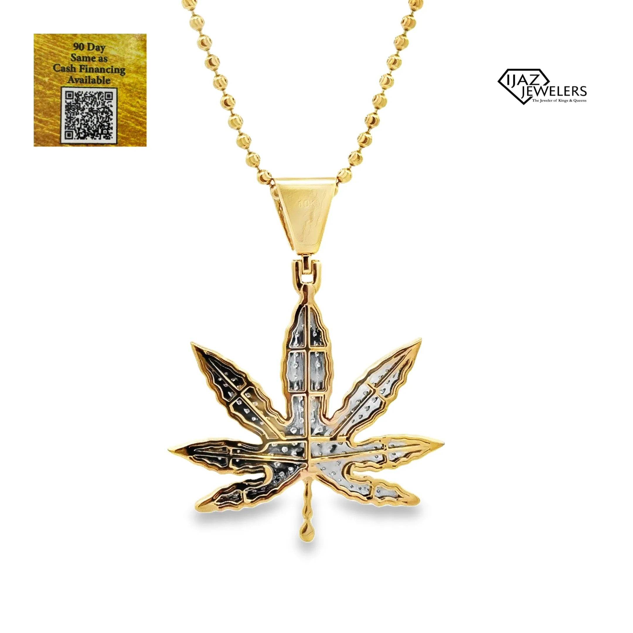 10K Gold 0.57 CTW Diamond MJ Leaf Charm