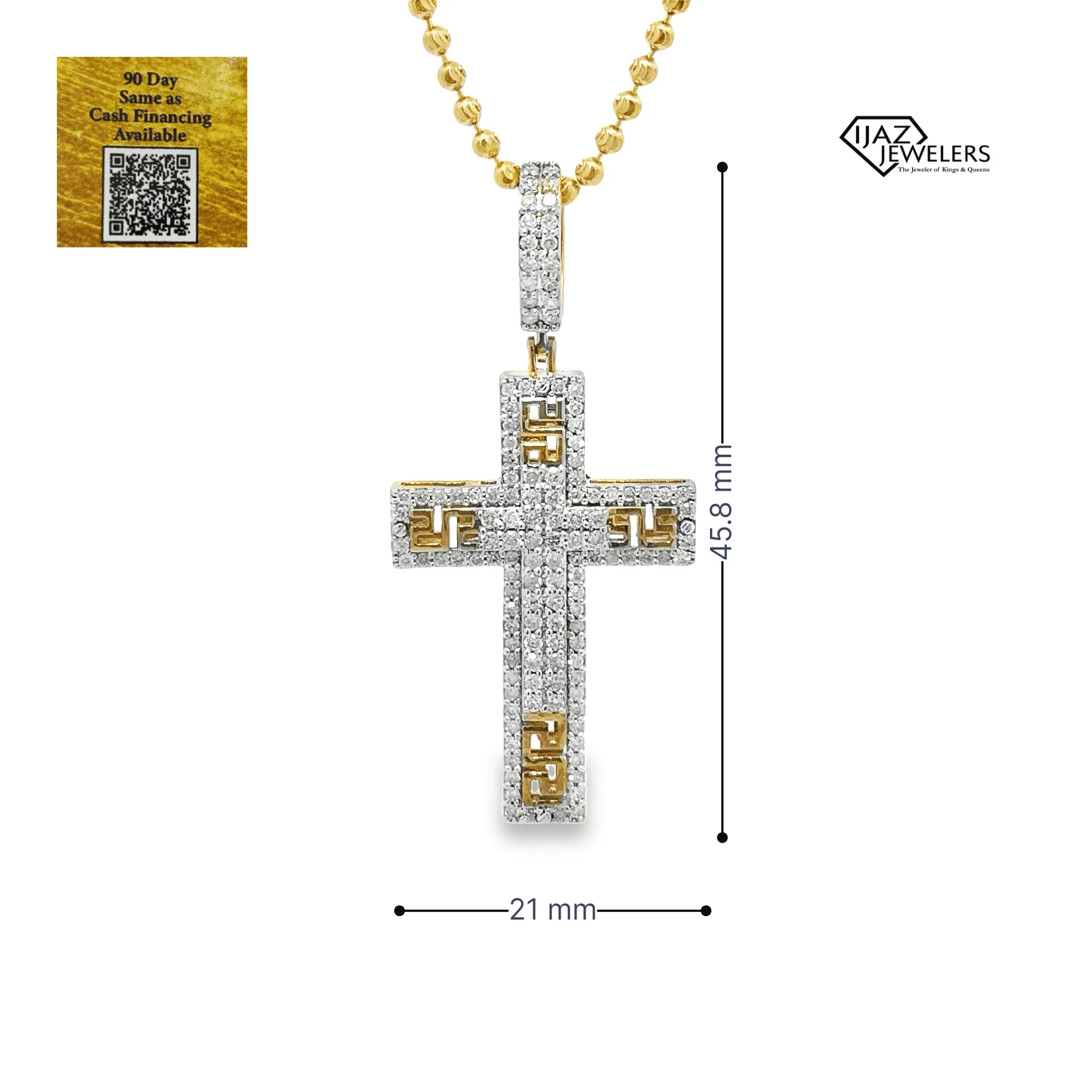 10K Gold 0.75 CTW Diamond Cross Charm