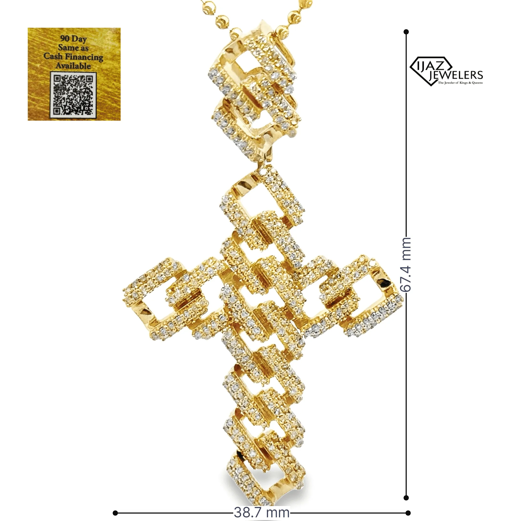 10K Gold 2.23 CTW Diamond Cuban Cross Charm