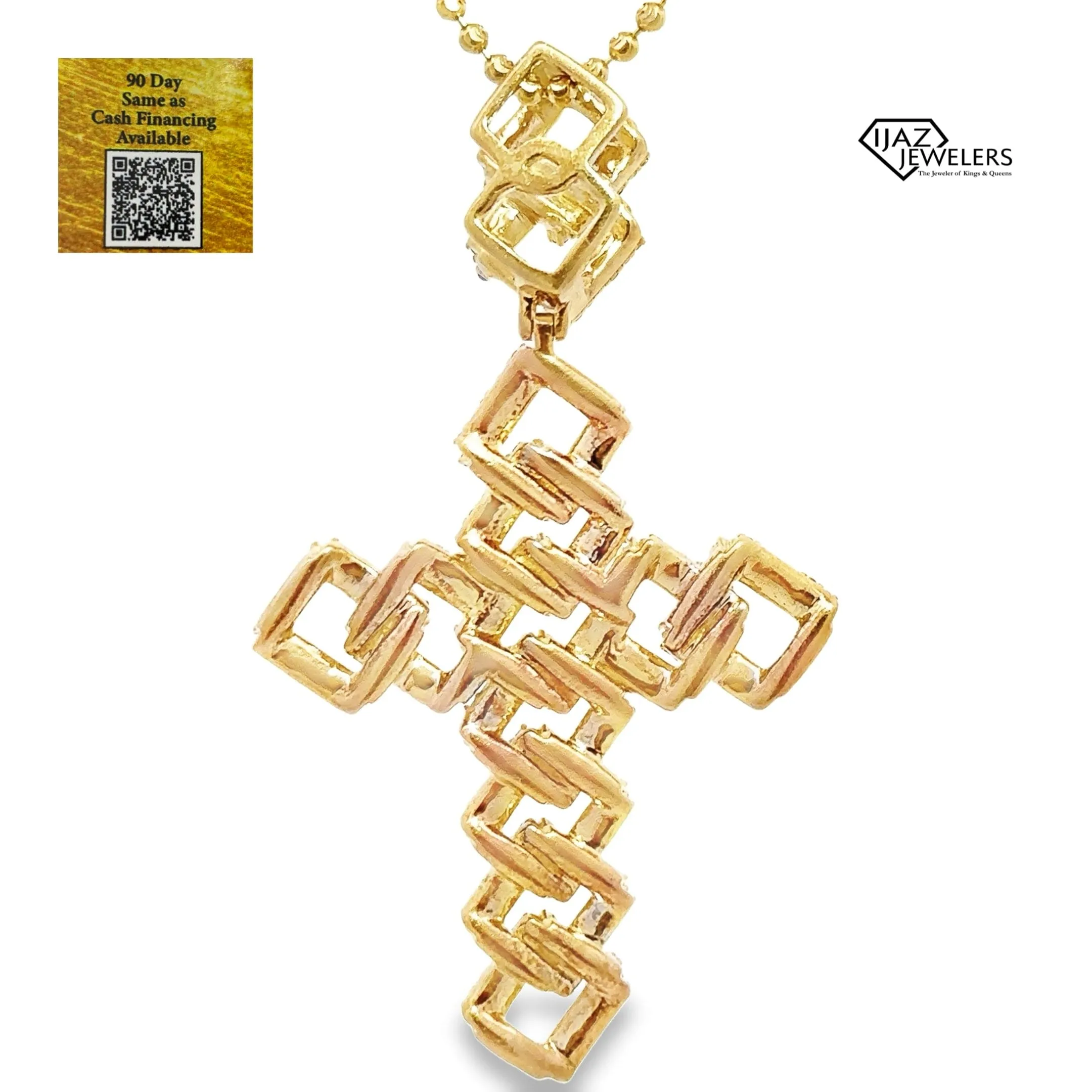 10K Gold 2.23 CTW Diamond Cuban Cross Charm