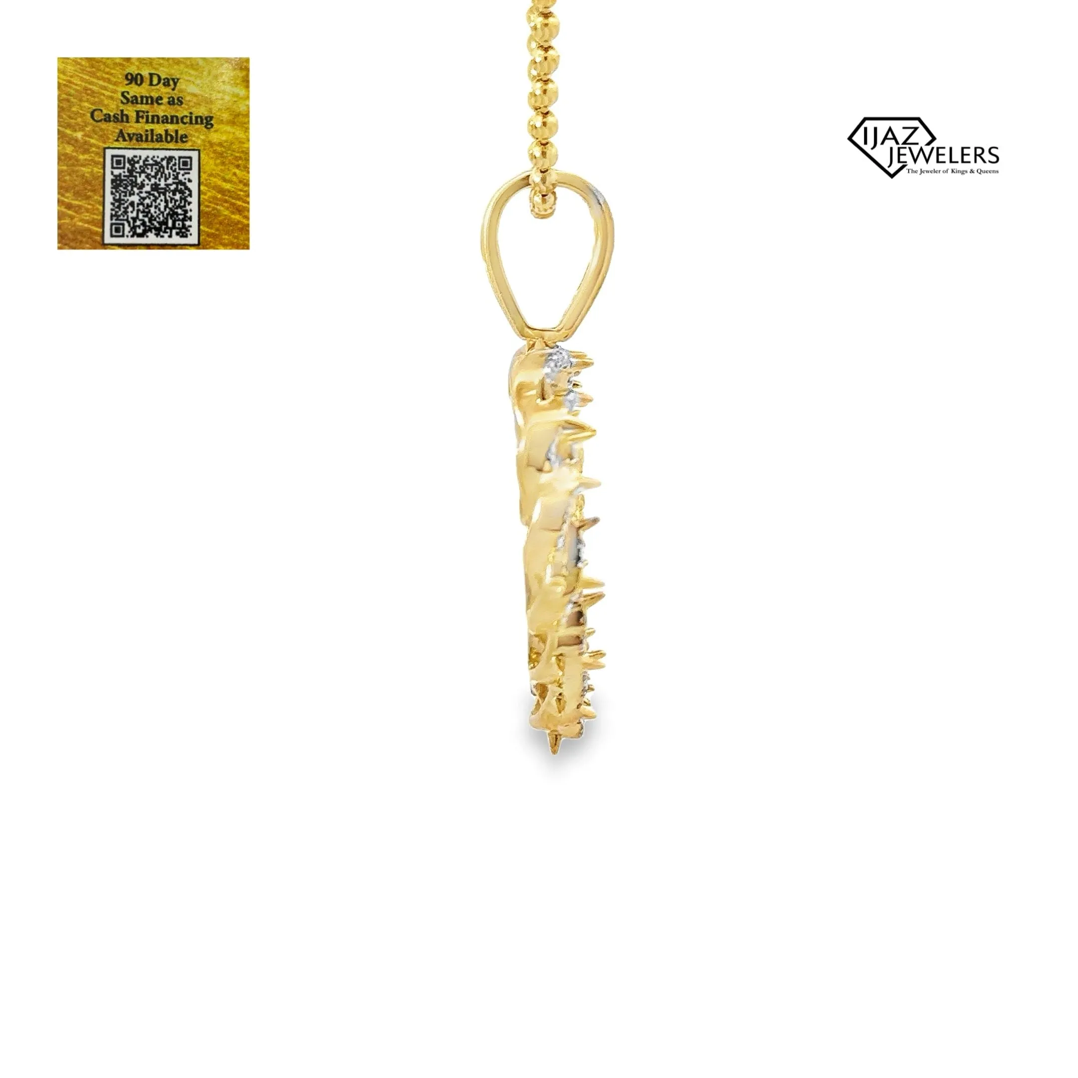 10K Gold 7/8 CTW Diamond Virgin Mary Thorn Heart Charm