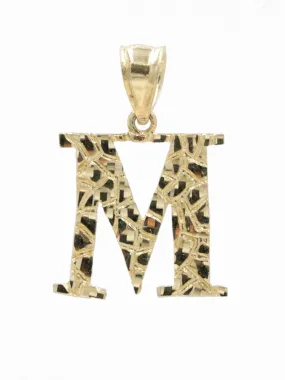 10K Gold Nugget Initial Pendant