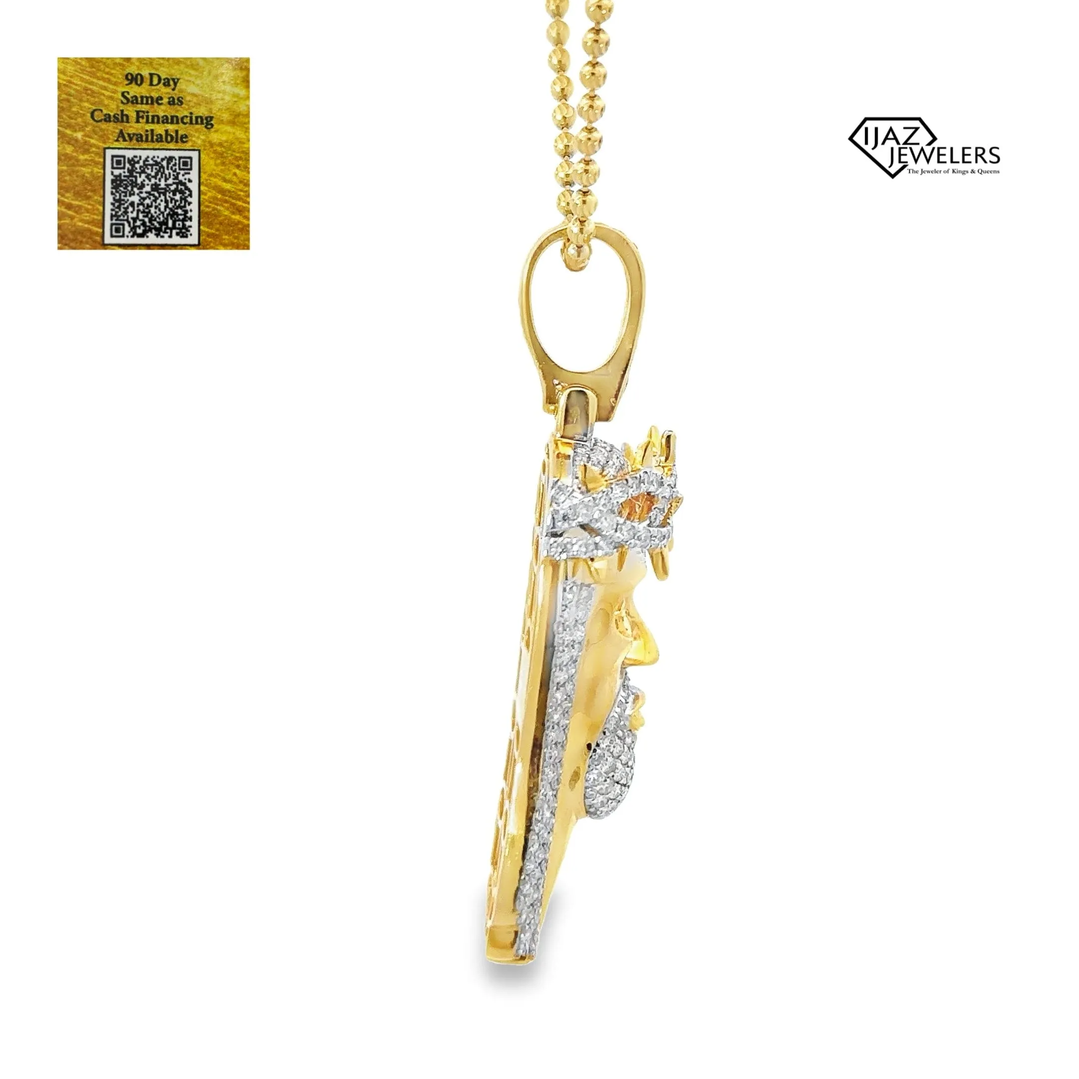 14K Gold 2.75 CTW Diamond Jesus Charm