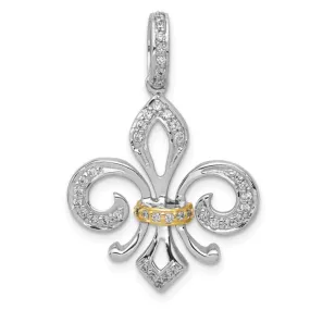 14K Gold Two-Tone Lab Diamond Flower Pendant