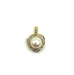 18k Heart Halo Pearl Pendant