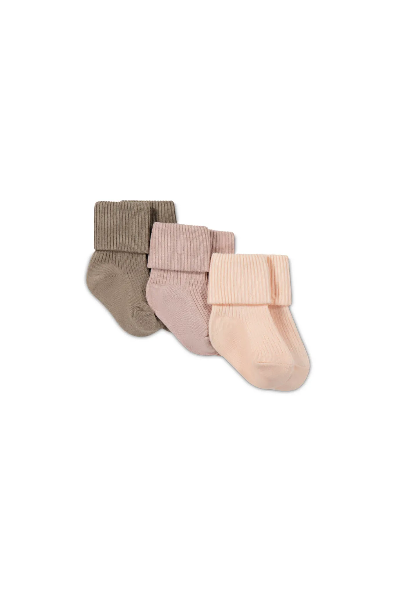 3PK Rib Sock - Taupe/Rose Dust/Ballet Pink