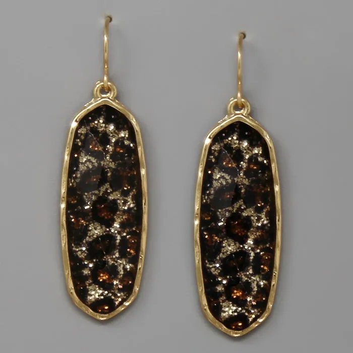 Animal Print Faceted Stone Drop Earrings