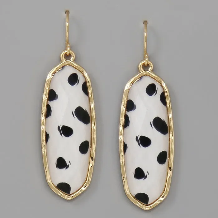 Animal Print Faceted Stone Drop Earrings