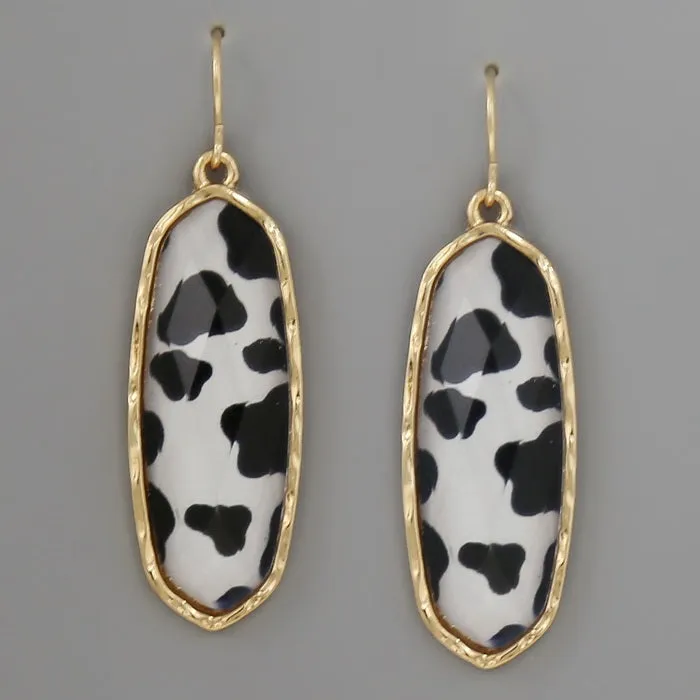 Animal Print Faceted Stone Drop Earrings