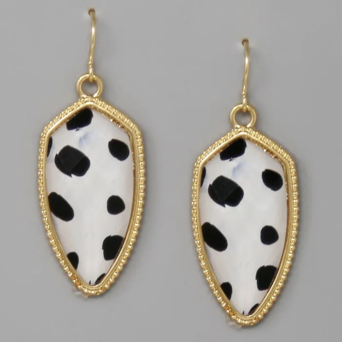 Animal Print Faceted Stone Drop Earrings