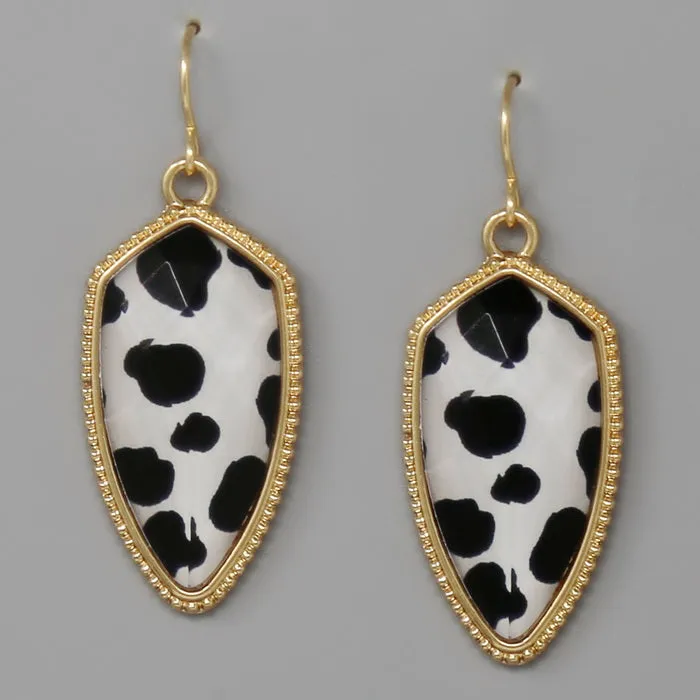 Animal Print Faceted Stone Drop Earrings