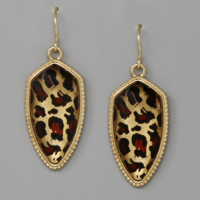 Animal Print Faceted Stone Drop Earrings