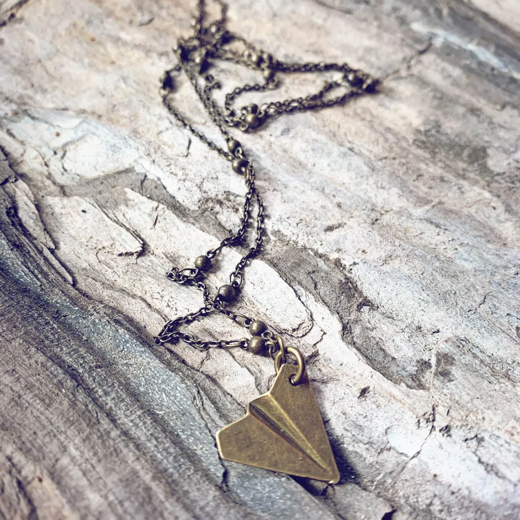 aviator // paper airplane pendant necklace