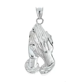 Better Jewelry 925 Sterling Silver Large Praying Hands Pendant - MADE IN USA (7 grams)