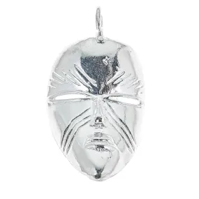 Better Jewelry Oval African Mask .925 Sterling Silver Pendant (MADE IN USA)