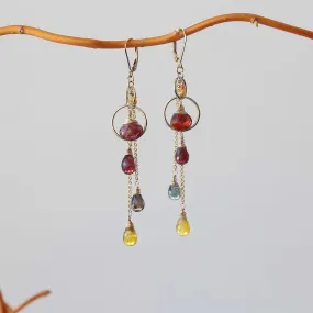 Bordeaux - Tourmaline Gold Drop Earrings