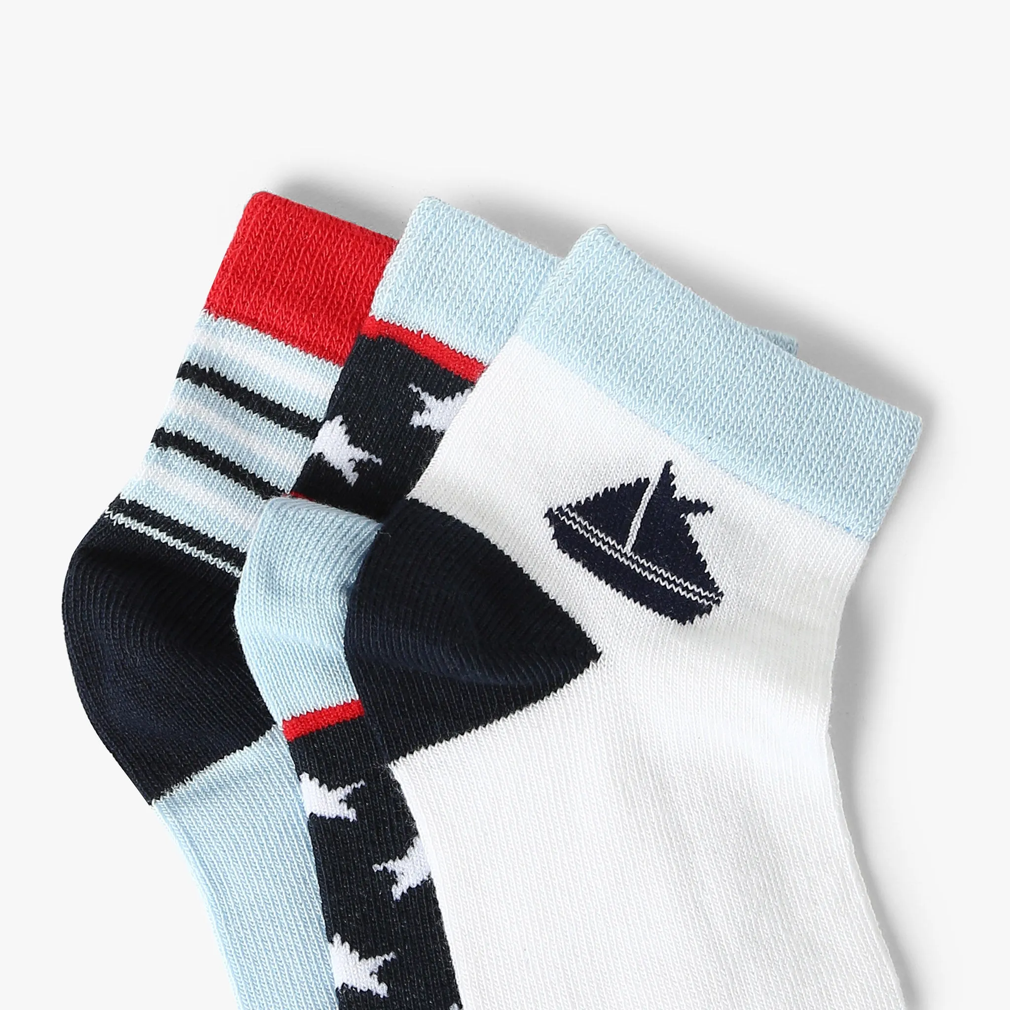 Boys Cotton Blend Ankle Length Socks (Pack of 3)