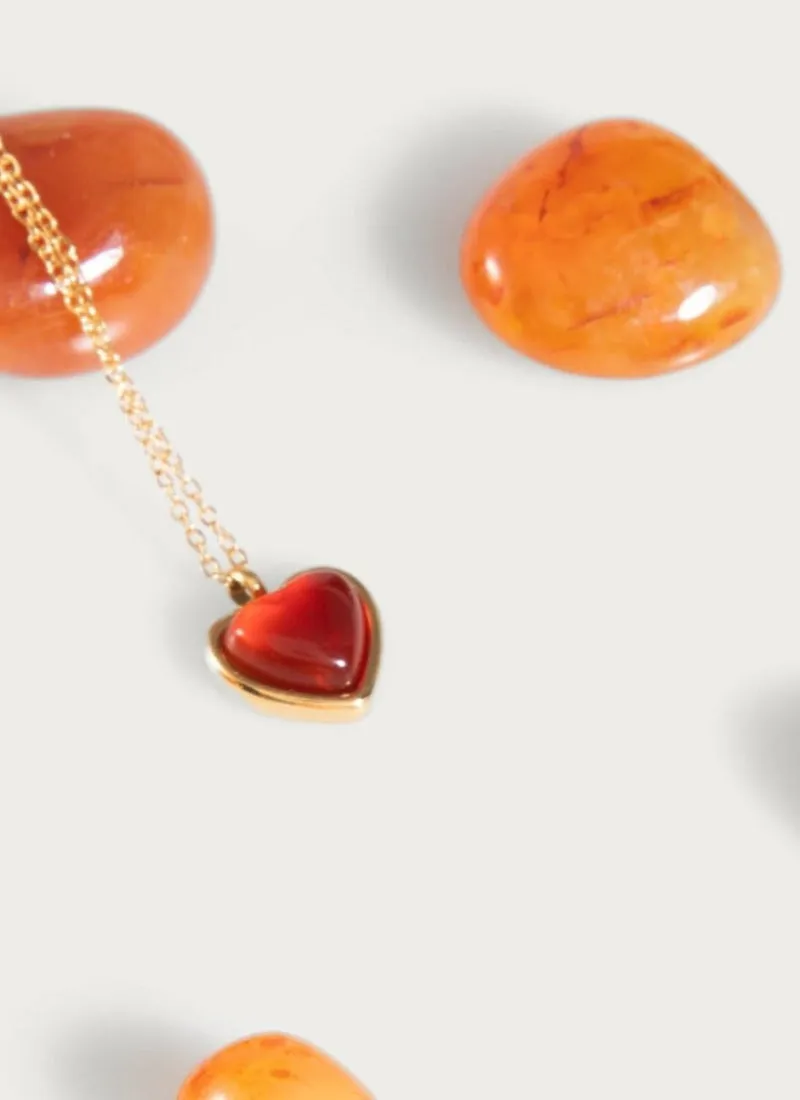 Carnelian Crystal Cordiform Necklace