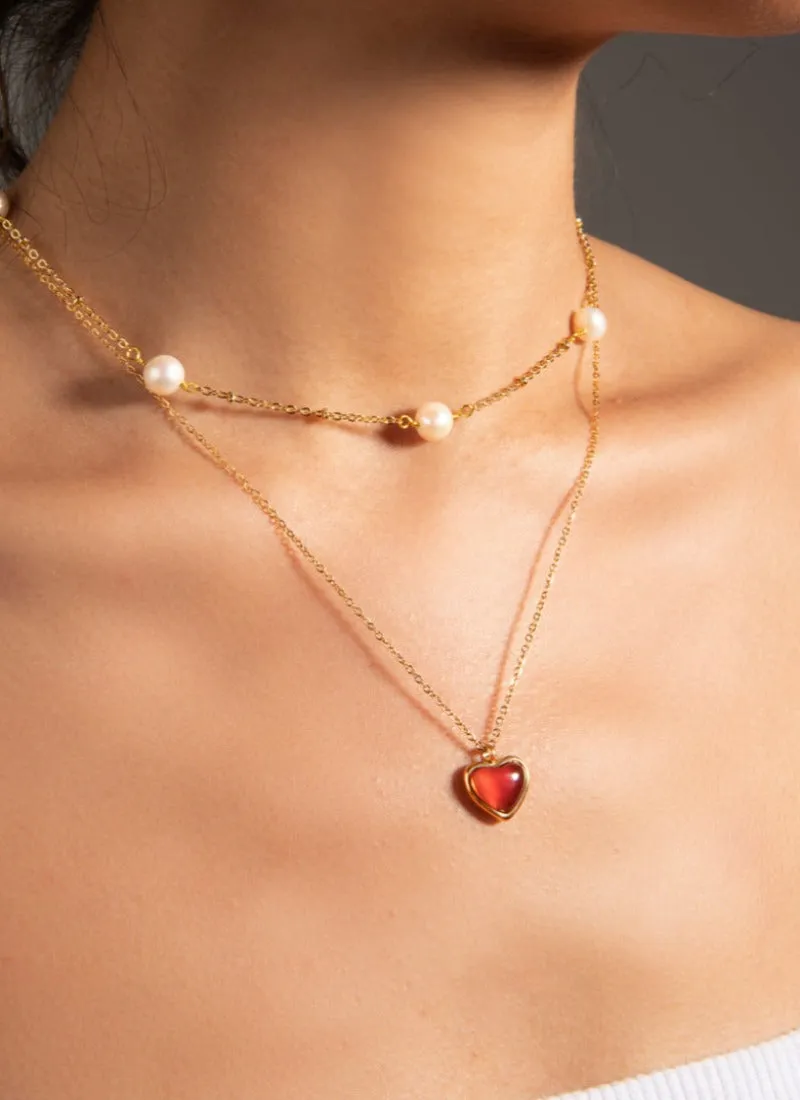 Carnelian Crystal Cordiform Necklace