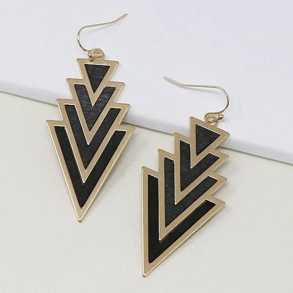 Chevron Wooden Dangle Earrings