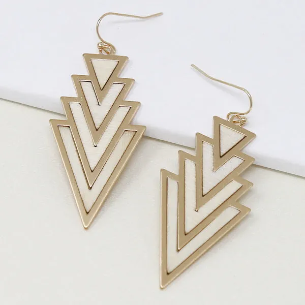 Chevron Wooden Dangle Earrings