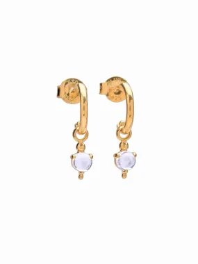 Claire Moonstone Charm Hoop Earrings