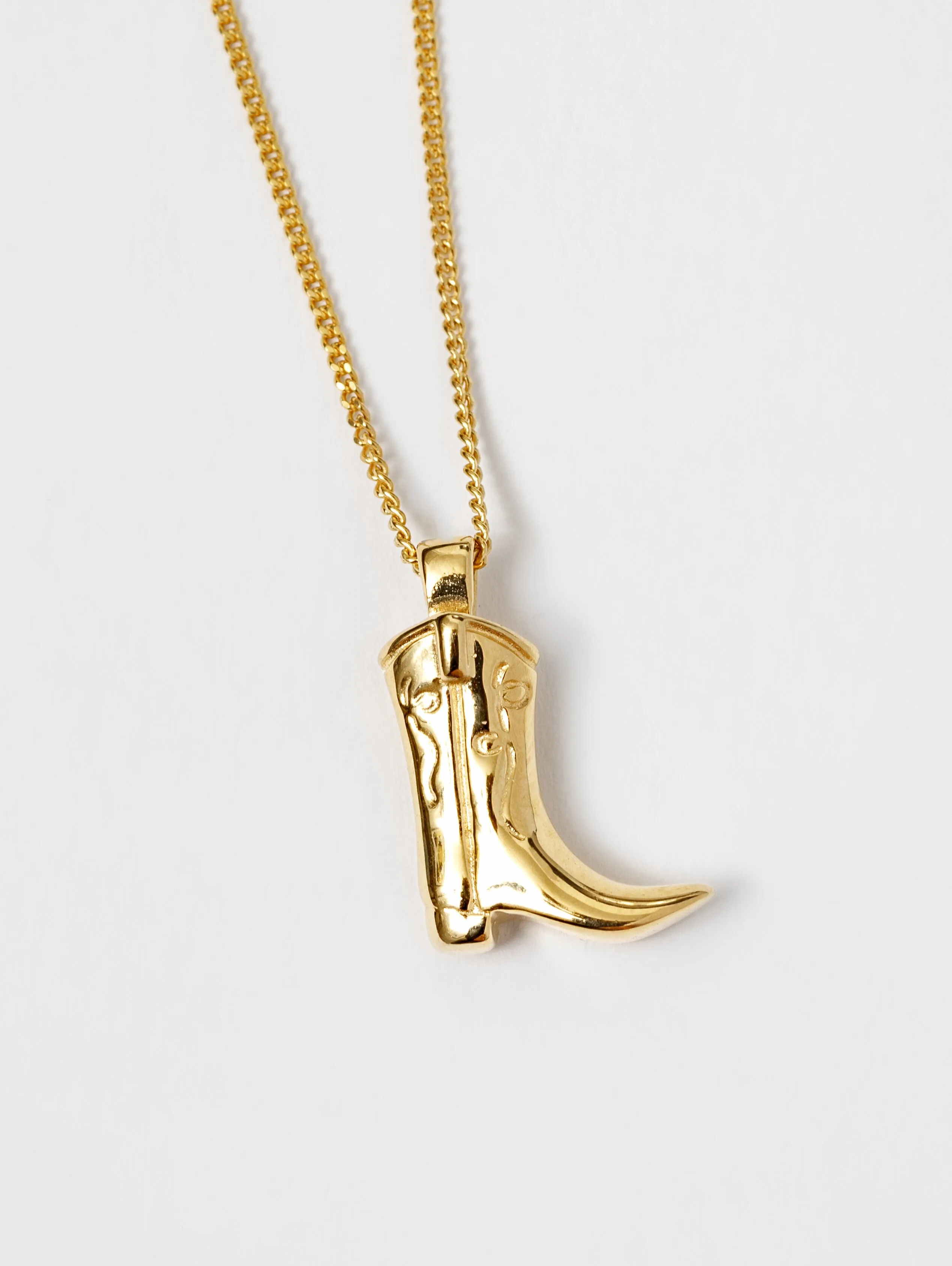 Cowboy Boot Charm Necklace in Gold