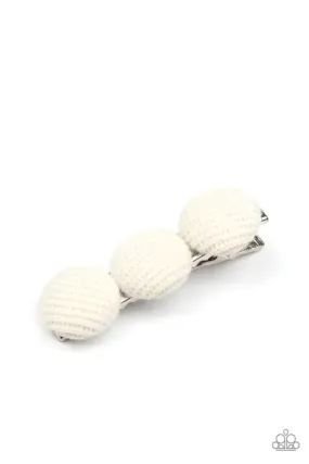 Cute as a Button White Hair Clip - Paparazzi Accessories