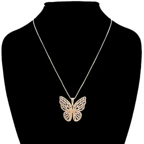 CZ Butterfly Pendant Necklace