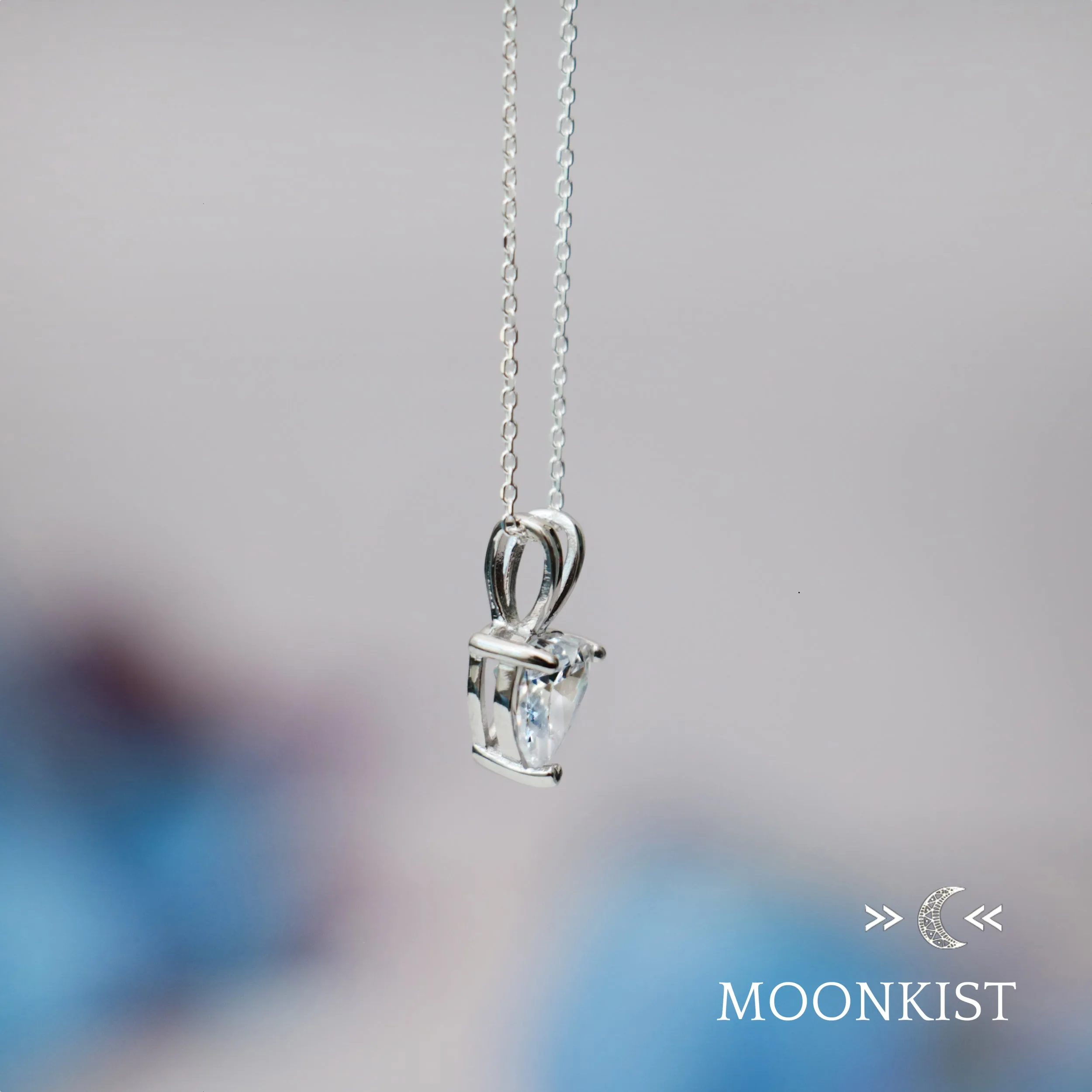 Dainty Clear CZ Heart Necklace | Moonkist Designs