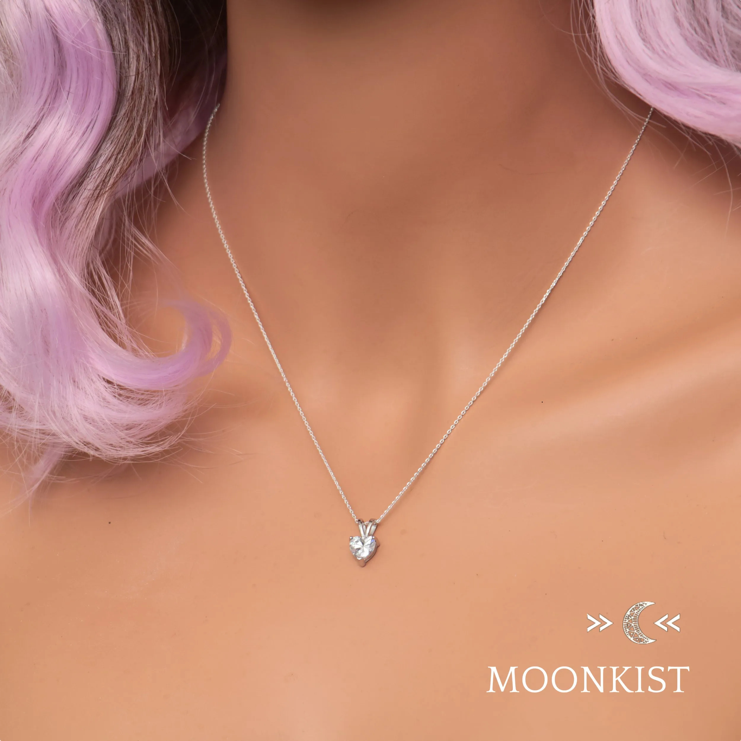 Dainty Clear CZ Heart Necklace | Moonkist Designs