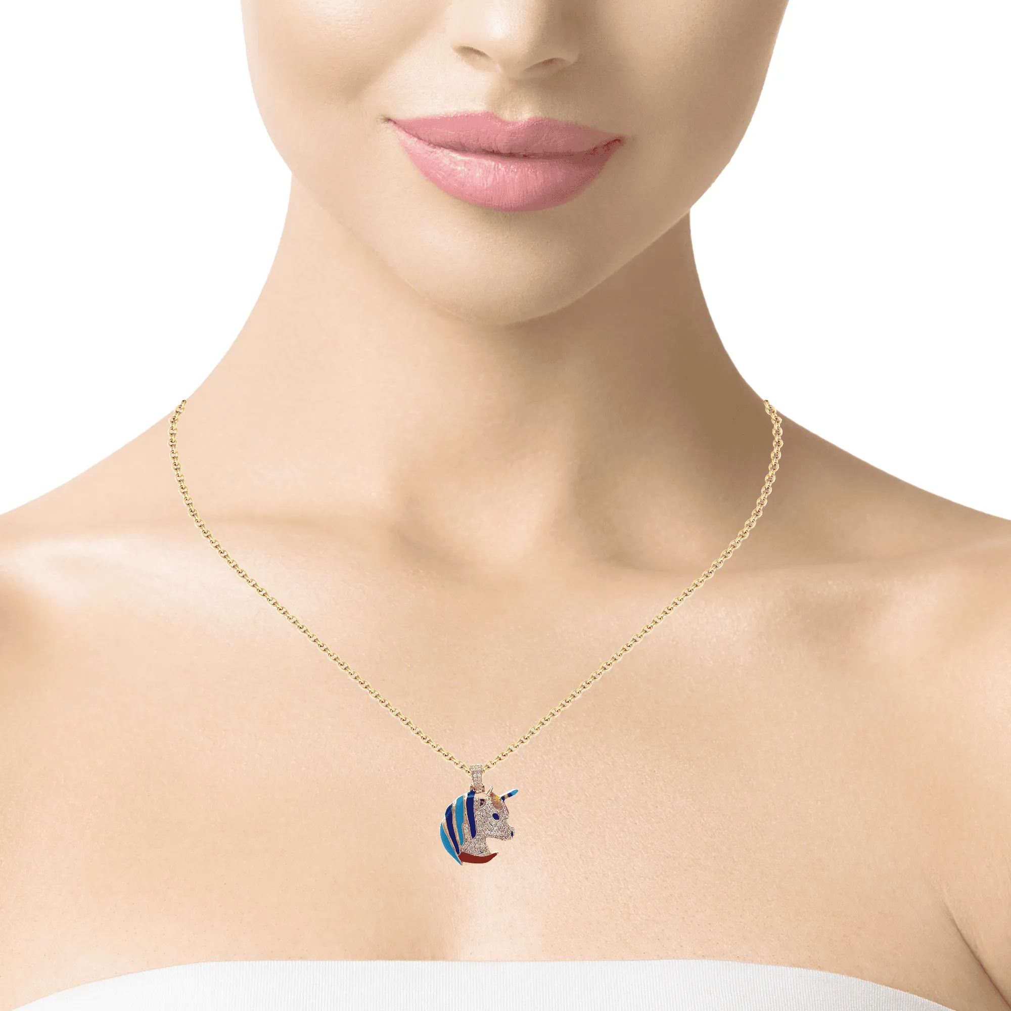 Diamond 0.82Ctw Unicorn Pendant