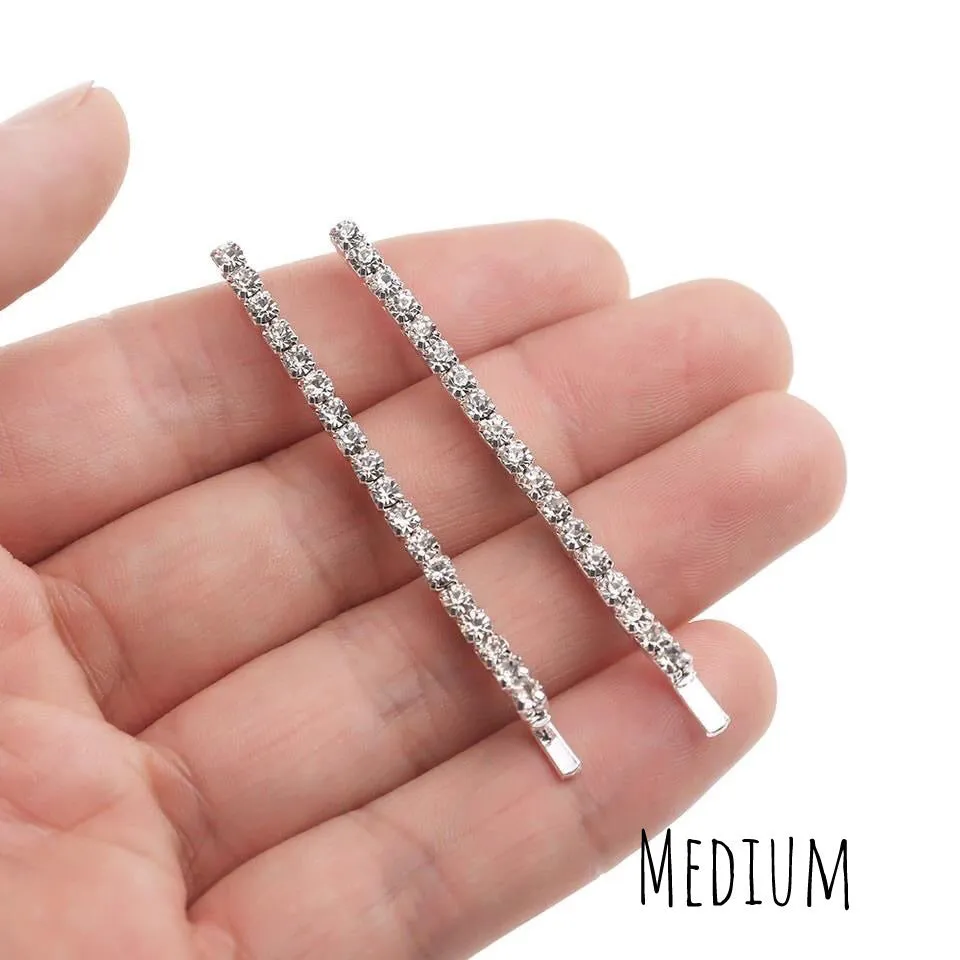 Double Rhinestone Hair Pin Set - 3 Sizes