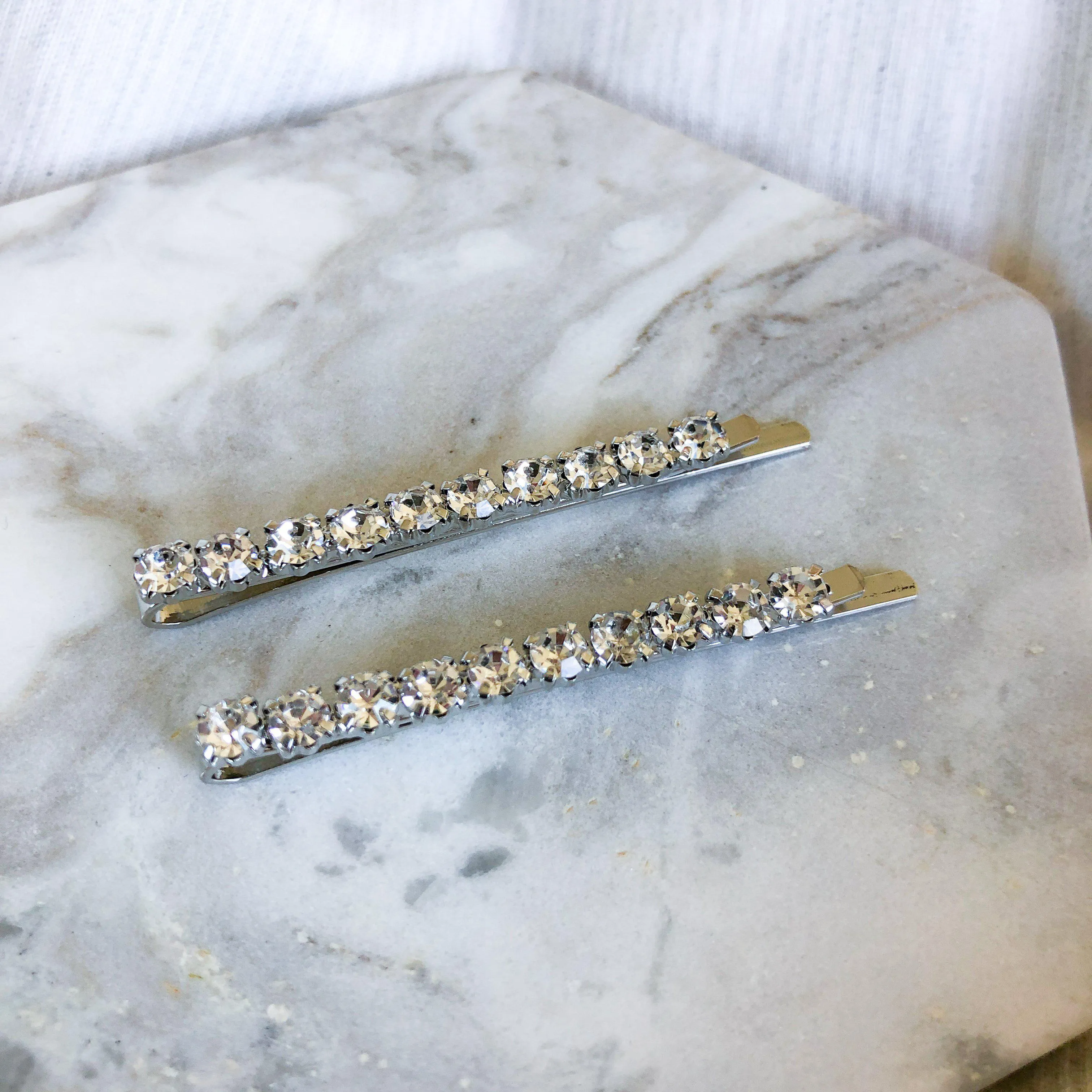 Double Rhinestone Hair Pin Set - 3 Sizes