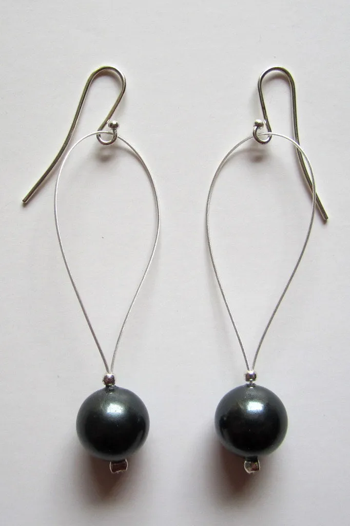 Drop Pearl Earrings - Silver