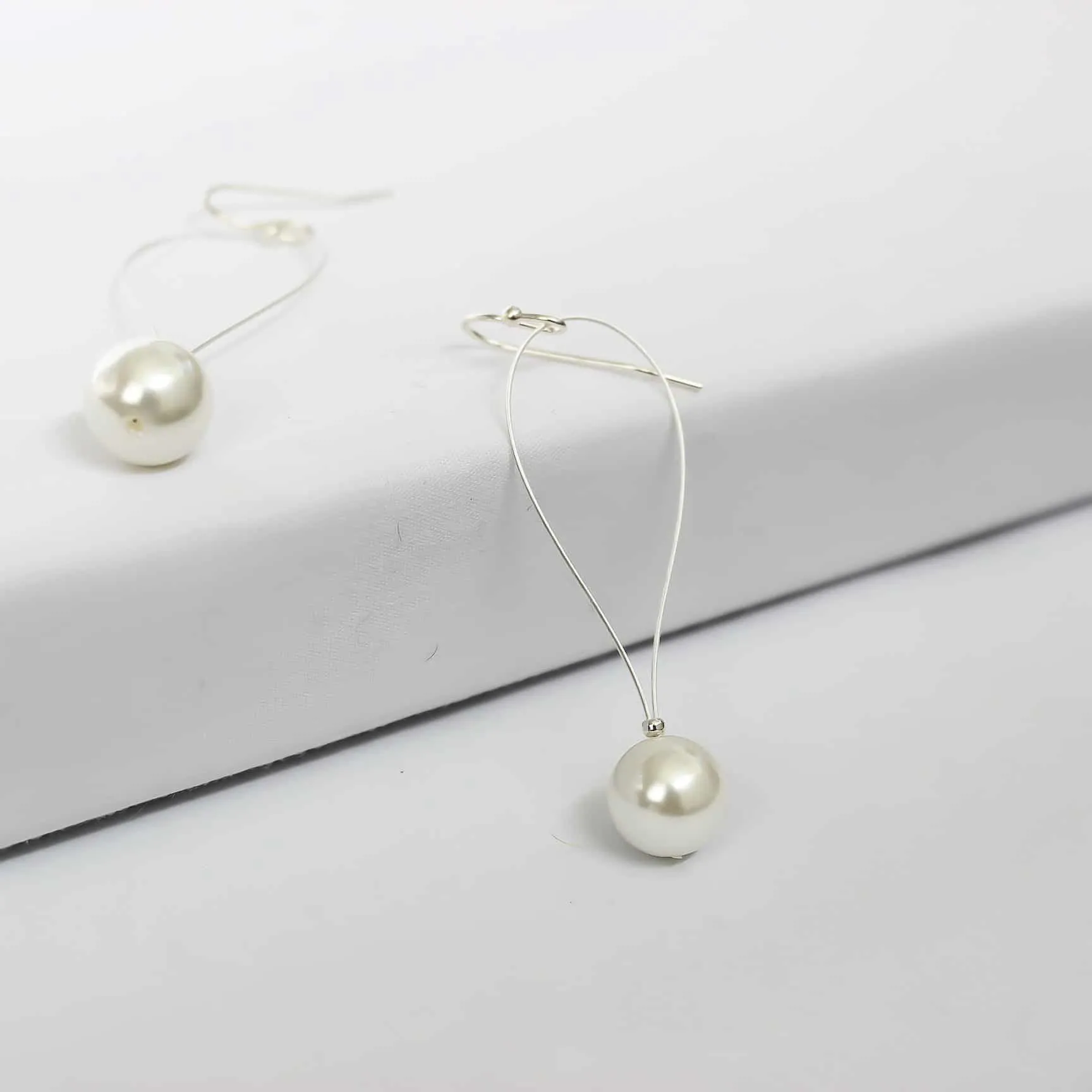 Drop Pearl Earrings - Silver