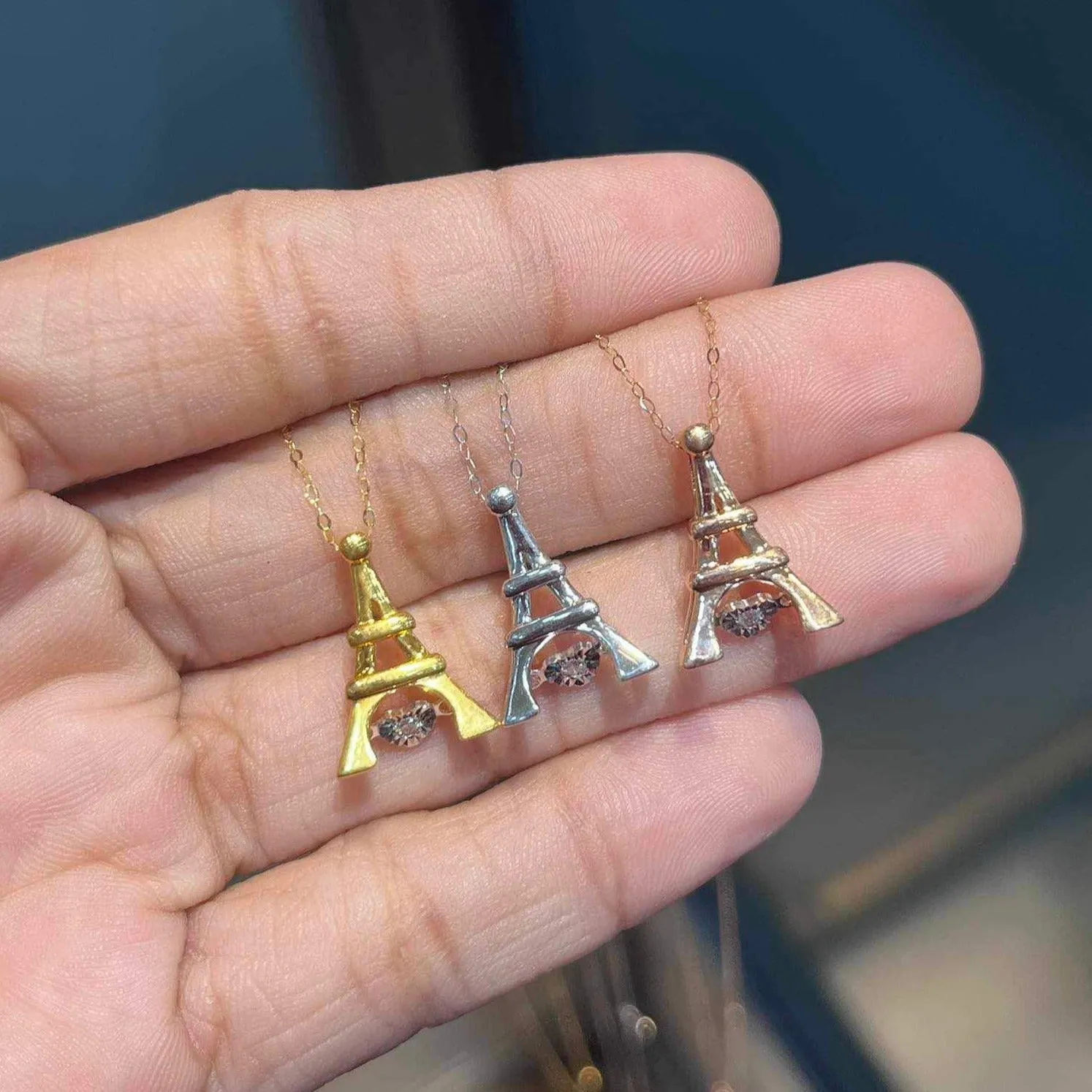 Eiffel Tower Women’s Diamond Necklace 18K Gold