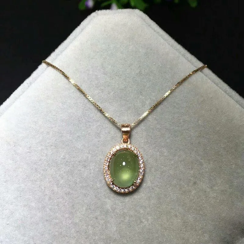 Exquisite Prehnite Pendant Necklace