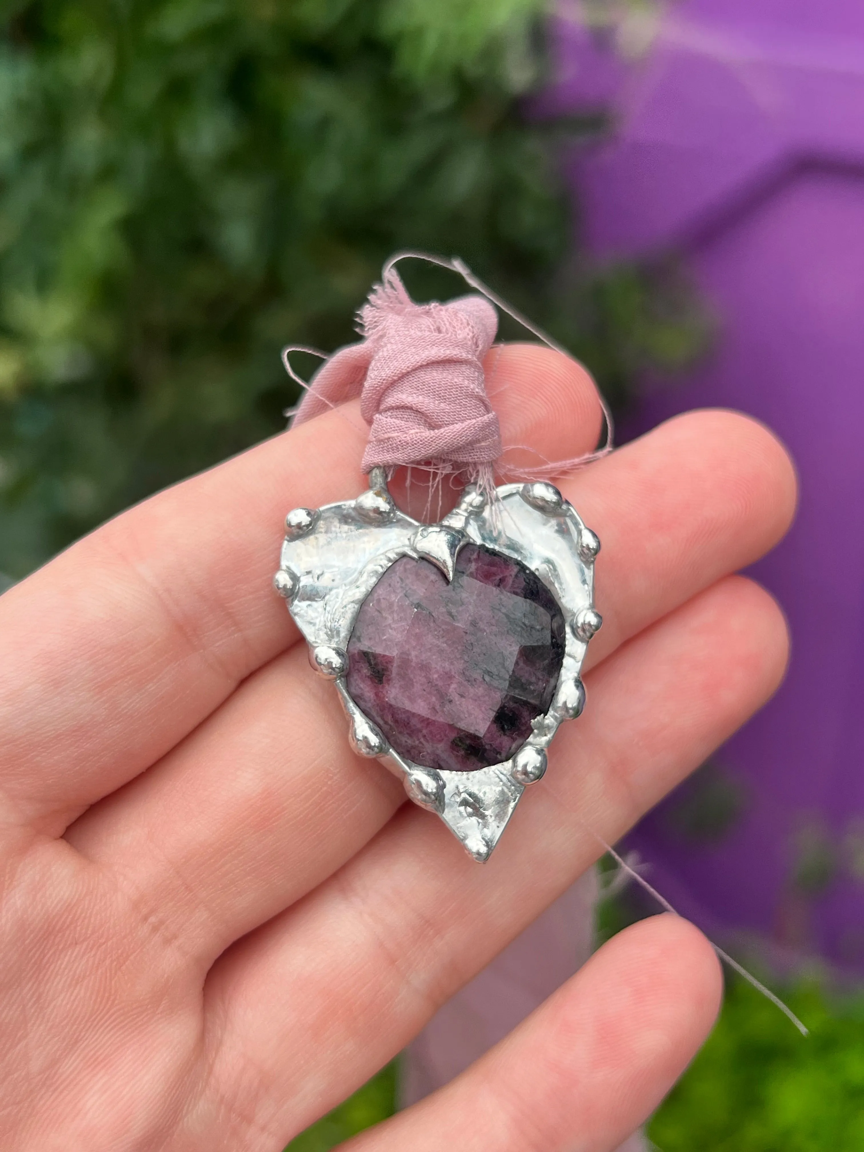 Faceted Ruby Heart Pendant