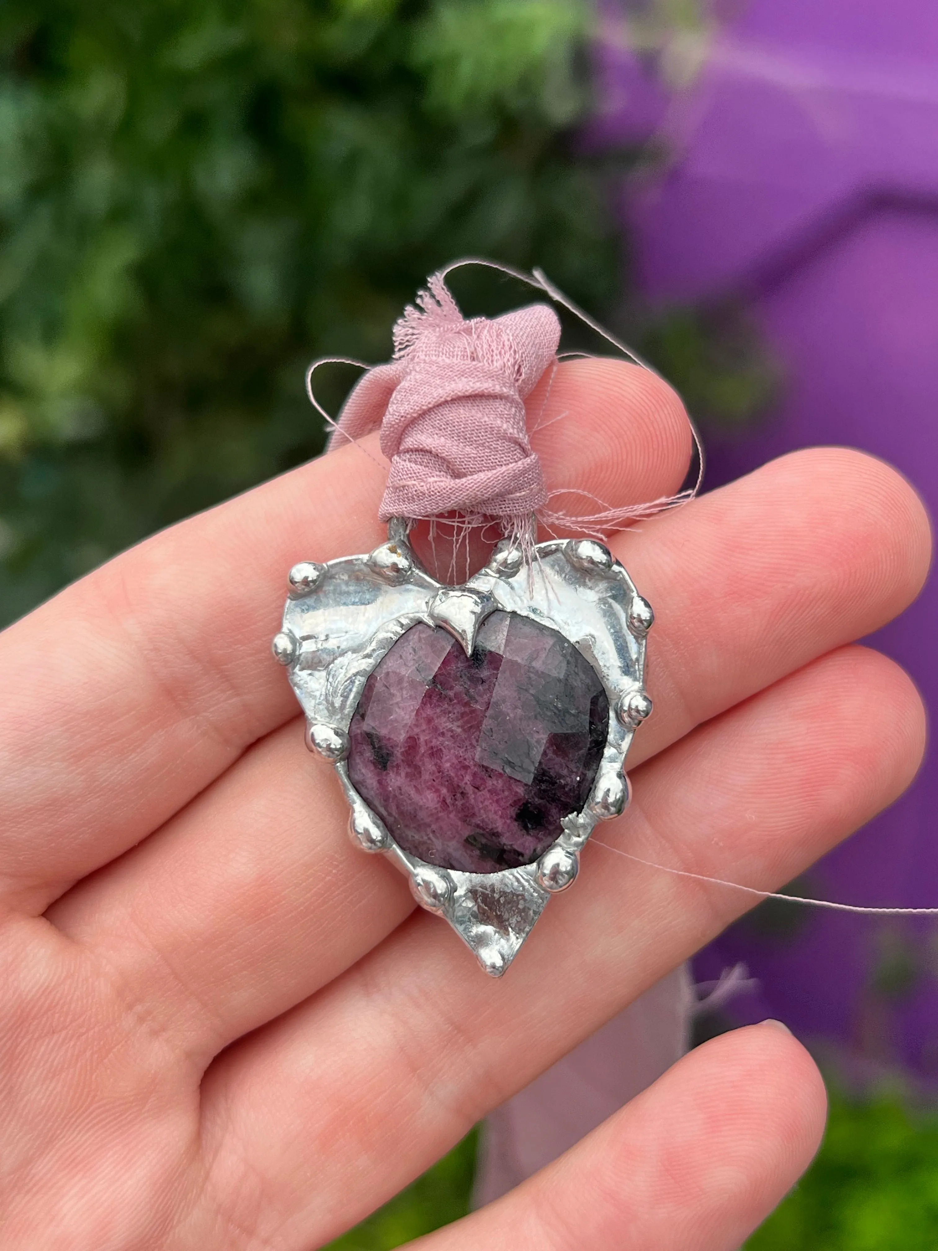 Faceted Ruby Heart Pendant