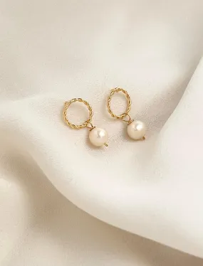 Freshwater Pearl Circle Stud Earrings