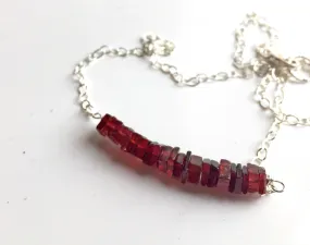 Garnet Heishi Bar Necklace, Metal options