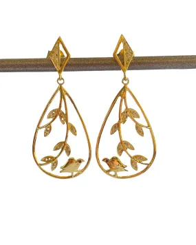 Gold & Diamond Teardrop Birdie Earrings