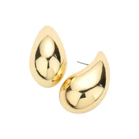 Gold Dipped Curved Metal Teardrop Earrings