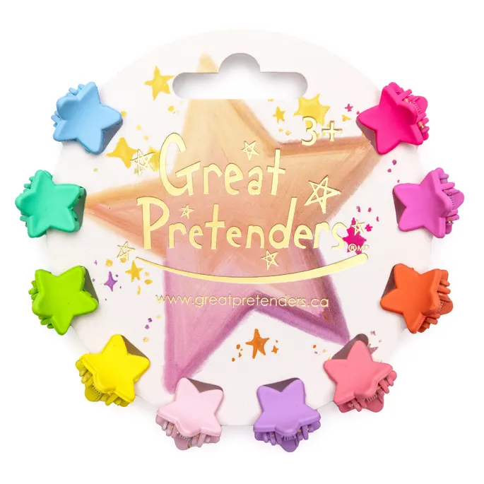 Great Pretenders Rainbow Star Mini Hairclips 10pc Set