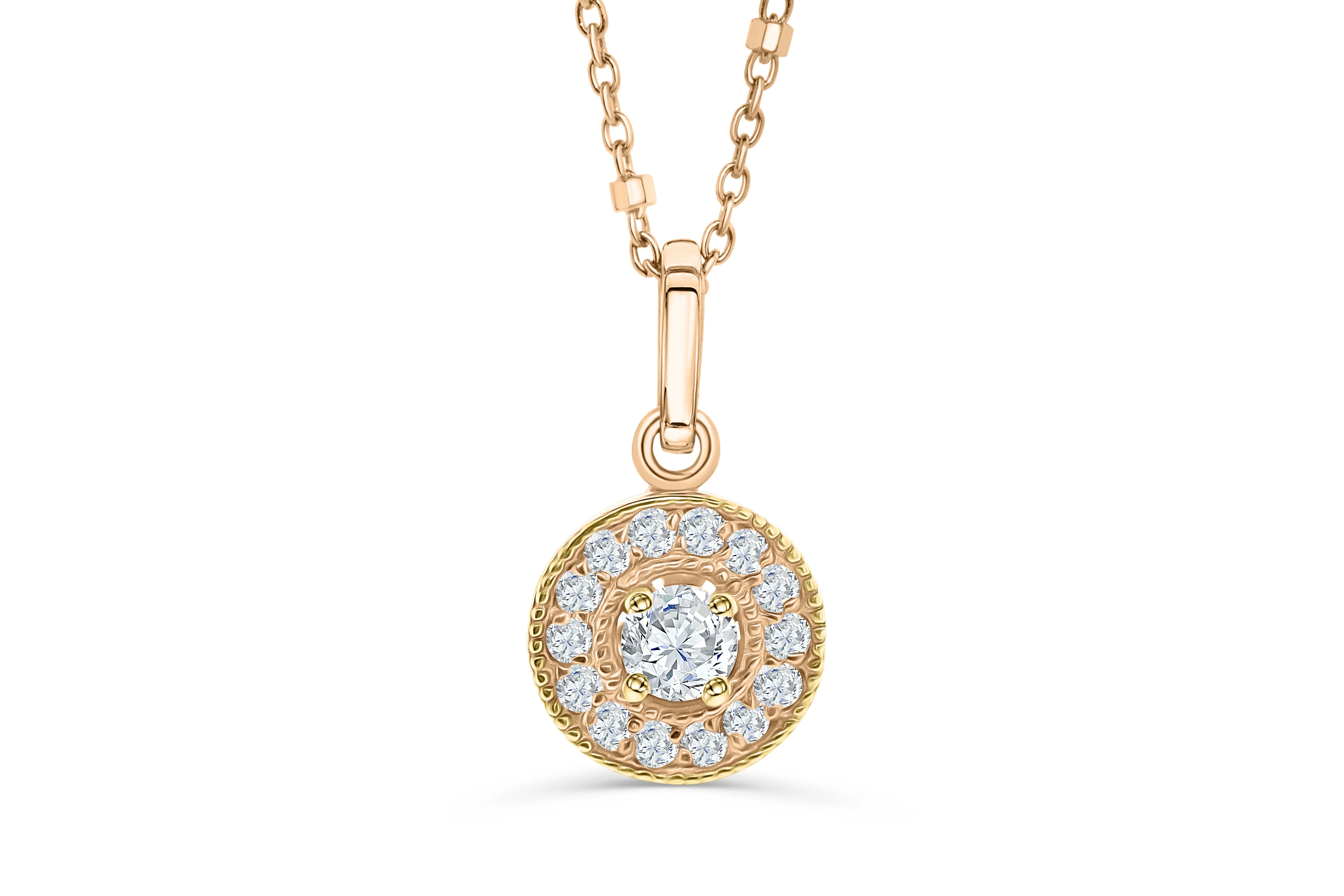 Halo Solitaire Diamond Pendant 0.31 CT TW 14K Rose Gold DPEN041